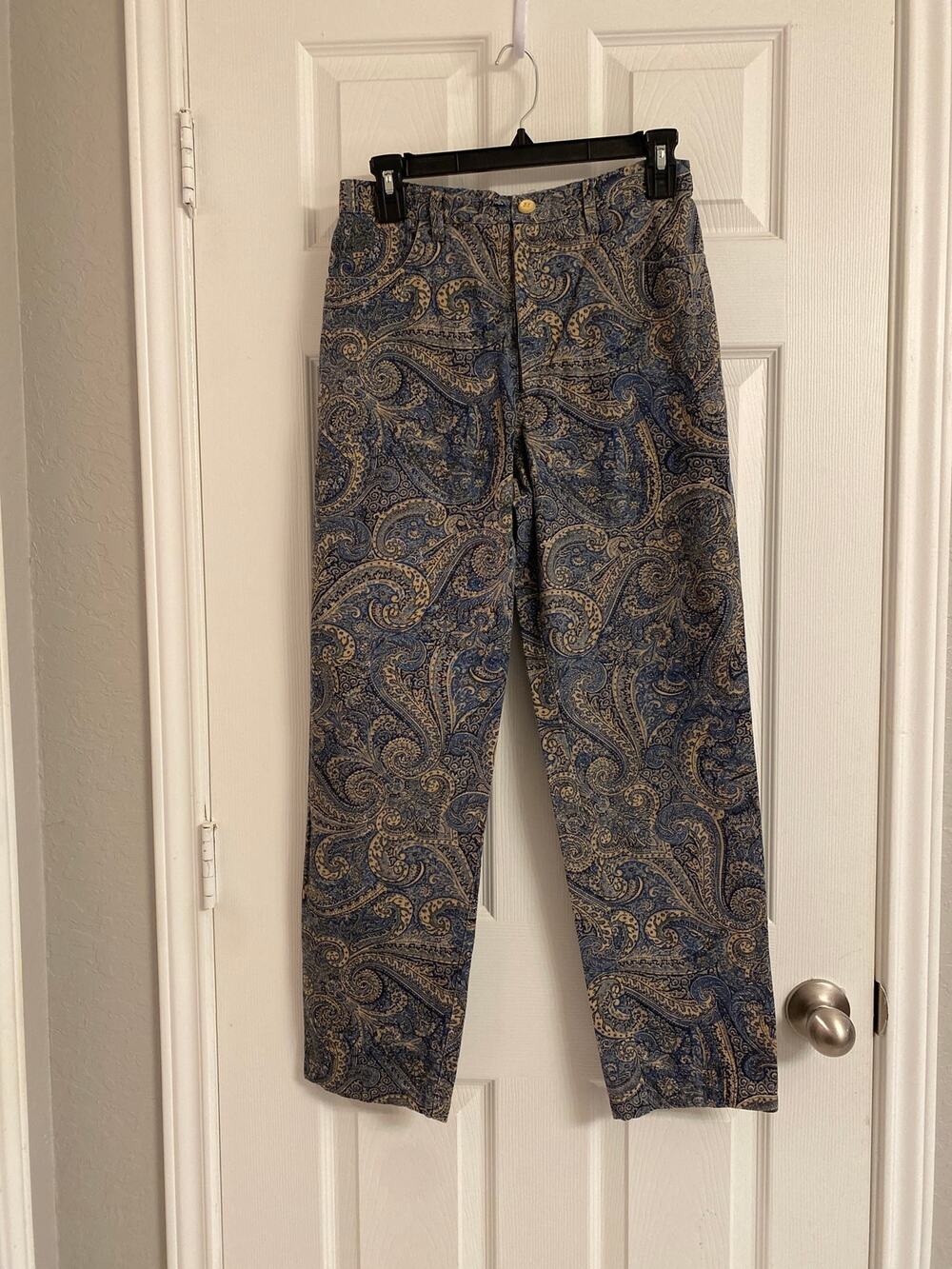 Vintage 90s Paisley High Waisted Pants Small Boho Whimsigoth Straight Leg